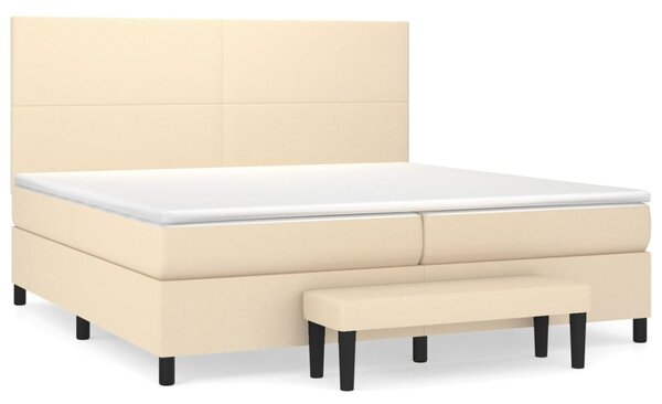 VidaXL Κρεβάτι Boxspring με Στρώμα Κρεμ 200x200 εκ. Υφασμάτινο