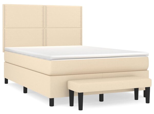 VidaXL Κρεβάτι Boxspring με Στρώμα Κρεμ 140x200 εκ. Υφασμάτινο