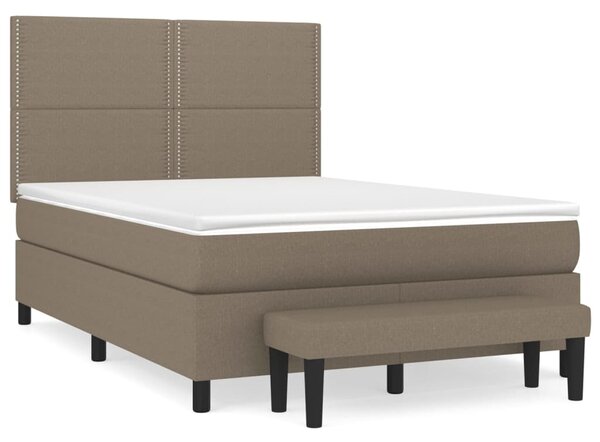 VidaXL Κρεβάτι Boxspring με Στρώμα Taupe 140x200 εκ. Υφασμάτινο