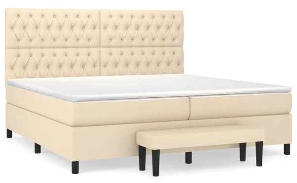 VidaXL Κρεβάτι Boxspring με Στρώμα Κρεμ 200x200 εκ. Υφασμάτινο