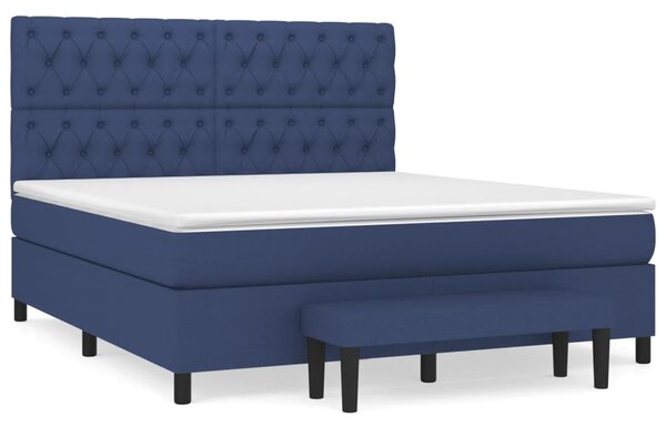 VidaXL Κρεβάτι Boxspring με Στρώμα Μπλε 160x200 εκ. Υφασμάτινο