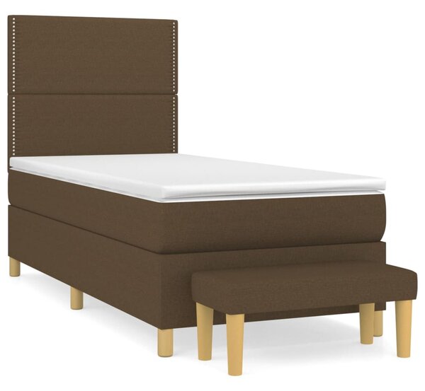 VidaXL Κρεβάτι Boxspring με Στρώμα Σκούρο Καφέ 80x200 εκ. Υφασμάτινο