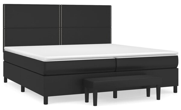 VidaXL Κρεβάτι Boxspring με Στρώμα Μαύρο 200x200 εκ. Συνθετικό Δέρμα