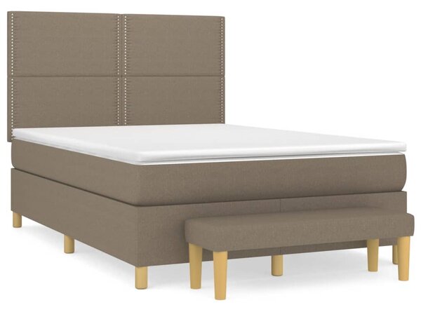 VidaXL Κρεβάτι Boxspring με Στρώμα Taupe 140x200 εκ. Υφασμάτινο