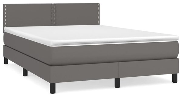 VidaXL Κρεβάτι Boxspring με Στρώμα Γκρι 140x200εκ. από Συνθετικό Δέρμα