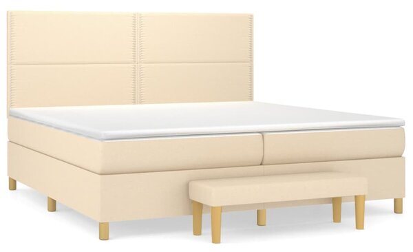 VidaXL Κρεβάτι Boxspring με Στρώμα Κρεμ 200x200 εκ. Υφασμάτινο