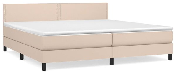 VidaXL Κρεβάτι Boxspring με Στρώμα Καπουτσίνο 200x200εκ.από Συνθ.Δέρμα