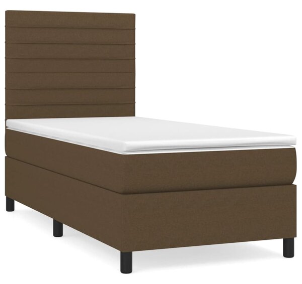 VidaXL Κρεβάτι Boxspring με Στρώμα Σκούρο Καφέ 90x190 εκ. Υφασμάτινο