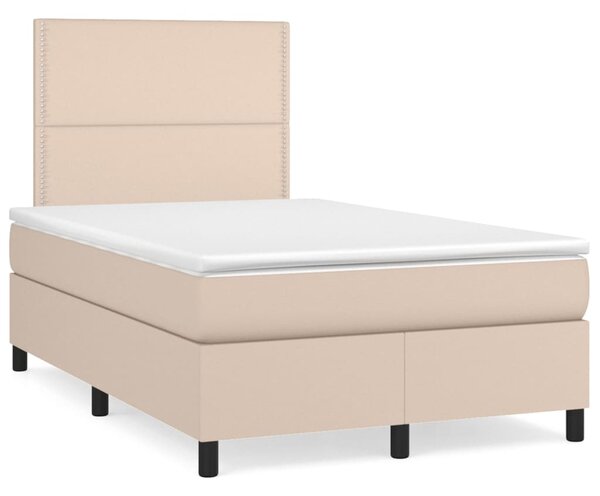 VidaXL Κρεβάτι Boxspring με Στρώμα Καπουτσίνο 120x200εκ.από Συνθ.Δέρμα