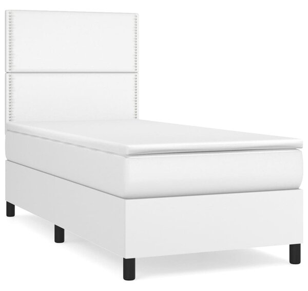 VidaXL Κρεβάτι Boxspring με Στρώμα Λευκό 80 x 200 εκ. Συνθετικό Δέρμα