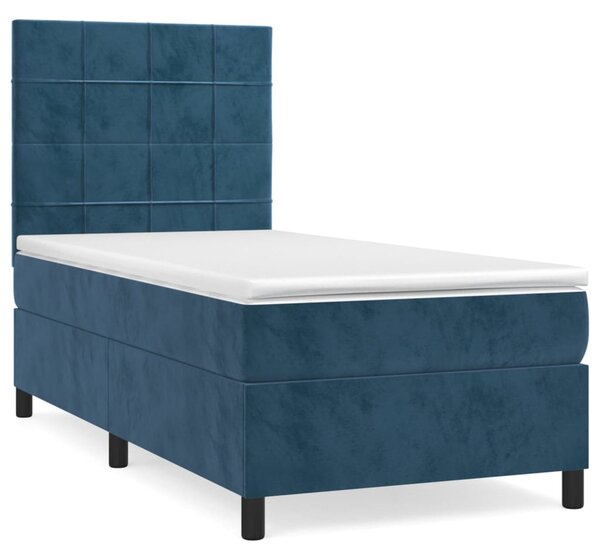 VidaXL Κρεβάτι Boxspring με Στρώμα Σκούρο Μπλε 80 x 200 εκ. Βελούδινο