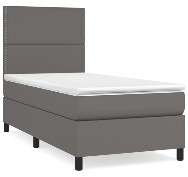 VidaXL Κρεβάτι Boxspring με Στρώμα Γκρι 80 x 200 εκ. Συνθετικό Δέρμα