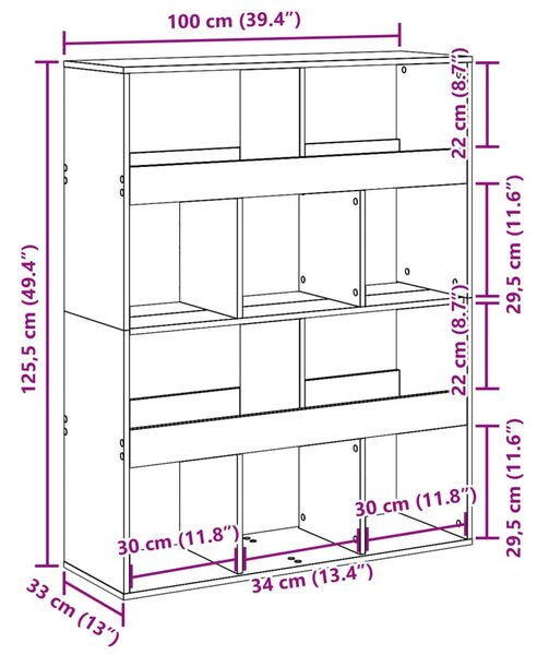 Βιβλιοθήκη Όψη Παλαιού Ξύλου 100x33x125,5εκ. Επεξεργασμένο Ξύλο - Καφέ