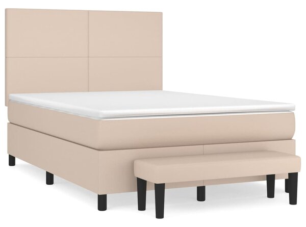 VidaXL Κρεβάτι Boxspring με Στρώμα Καπουτσίνο 140x200εκ.από Συνθ.Δέρμα