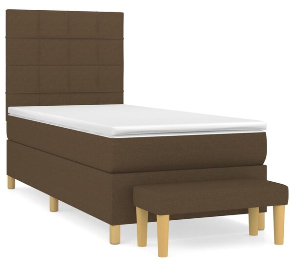 VidaXL Κρεβάτι Boxspring με Στρώμα Σκούρο Καφέ 90x190 εκ. Υφασμάτινο