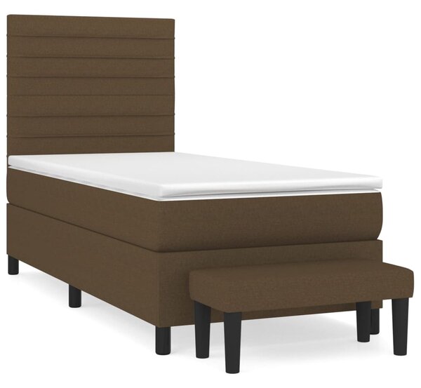 VidaXL Κρεβάτι Boxspring με Στρώμα Σκούρο Καφέ 90x200 εκ. Υφασμάτινο