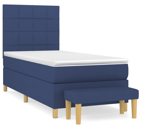 VidaXL Κρεβάτι Boxspring με Στρώμα Μπλε 80x200 εκ. Υφασμάτινο