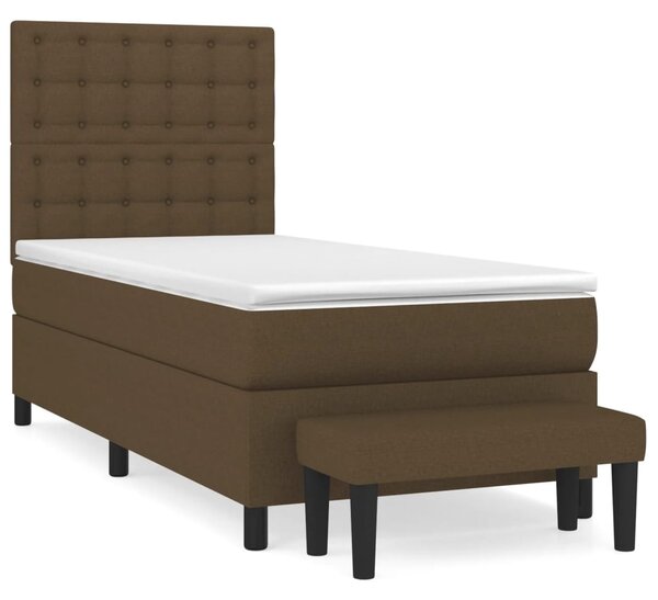 VidaXL Κρεβάτι Boxspring με Στρώμα Σκούρο Καφέ 100x200 εκ. Υφασμάτινο