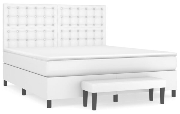 VidaXL Κρεβάτι Boxspring με Στρώμα Λευκό 160x200εκ.από Συνθετικό Δέρμα