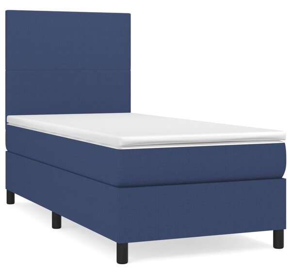 VidaXL Κρεβάτι Boxspring με Στρώμα Μπλε 90x190 εκ.Υφασμάτινο