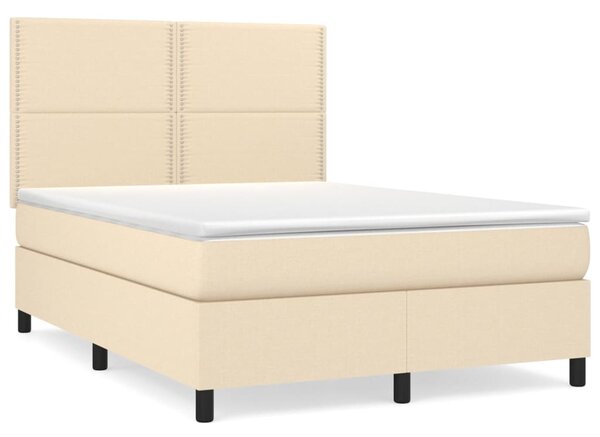 VidaXL Κρεβάτι Boxspring με Στρώμα Κρεμ 140x200 εκ. Υφασμάτινο