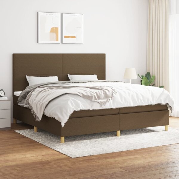 VidaXL Κρεβάτι Boxspring με Στρώμα Σκούρο Καφέ 200x200 εκ. Υφασμάτινο