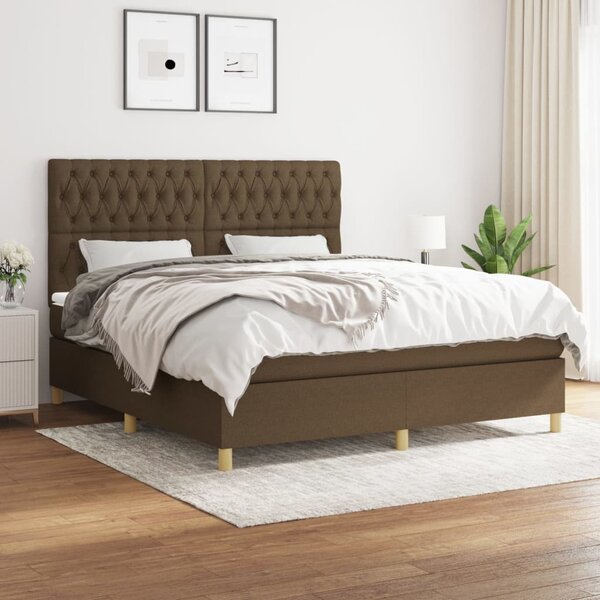 VidaXL Κρεβάτι Boxspring με Στρώμα Σκούρο Καφέ 180x200 εκ Υφασμάτινο