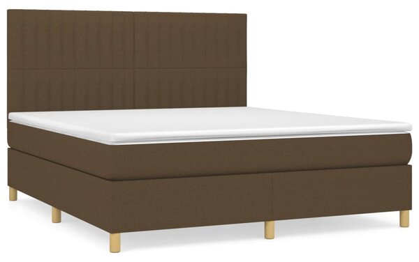 VidaXL Κρεβάτι Boxspring με Στρώμα Σκούρο Καφέ 180x200 εκ Υφασμάτινο