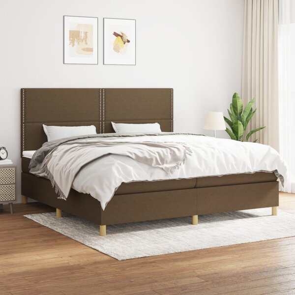 VidaXL Κρεβάτι Boxspring με Στρώμα Σκούρο Καφέ 200x200 εκ. Υφασμάτινο