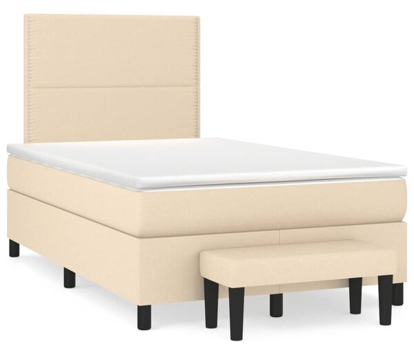 VidaXL Κρεβάτι Boxspring με Στρώμα Κρεμ 120x200 εκ. Υφασμάτινο