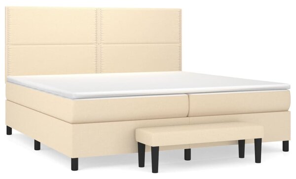 VidaXL Κρεβάτι Boxspring με Στρώμα Κρεμ 200x200 εκ. Υφασμάτινο