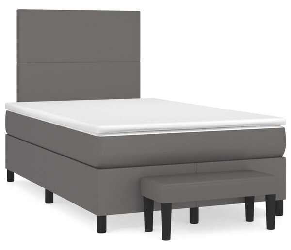 VidaXL Κρεβάτι Boxspring με Στρώμα Γκρι 120x200εκ. από Συνθετικό Δέρμα