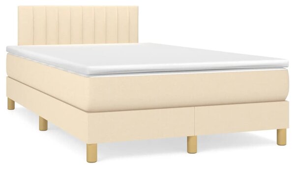 VidaXL Κρεβάτι Boxspring με Στρώμα Κρεμ 120x200 εκ. Υφασμάτινο