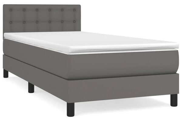 VidaXL Κρεβάτι Boxspring με Στρώμα Γκρι 80 x 200 εκ. Συνθετικό Δέρμα