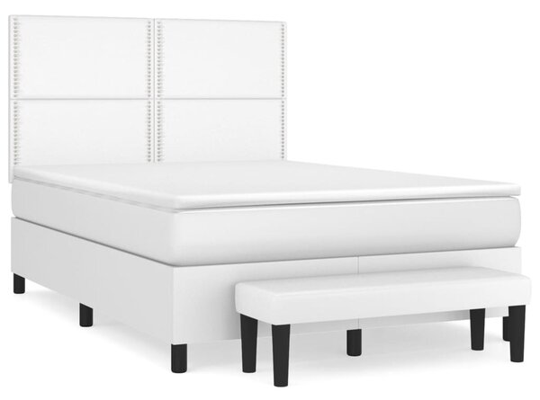 VidaXL Κρεβάτι Boxspring με Στρώμα Λευκό 140x200εκ.από Συνθετικό Δέρμα