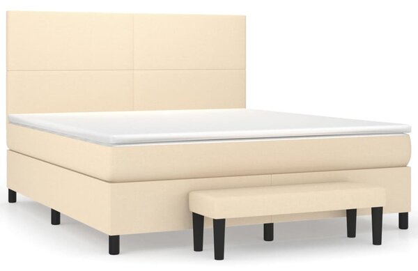 VidaXL Κρεβάτι Boxspring με Στρώμα Κρεμ 160x200 εκ. Υφασμάτινο