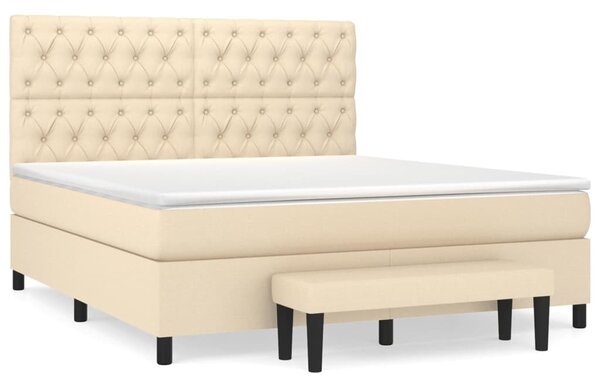 VidaXL Κρεβάτι Boxspring με Στρώμα Κρεμ 160x200 εκ. Υφασμάτινο