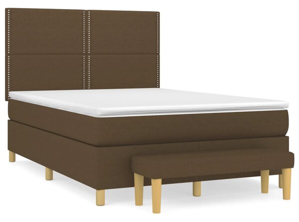 VidaXL Κρεβάτι Boxspring με Στρώμα Σκούρο Καφέ 140x200 εκ Υφασμάτινο