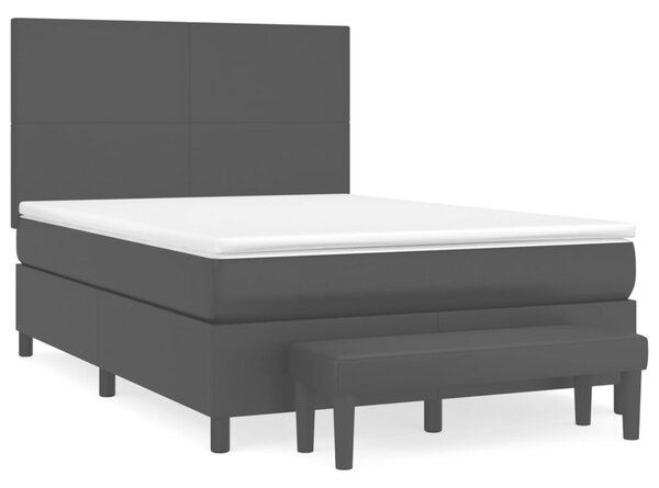 VidaXL Κρεβάτι Boxspring με Στρώμα Μαύρο 140x200εκ.από Συνθετικό Δέρμα