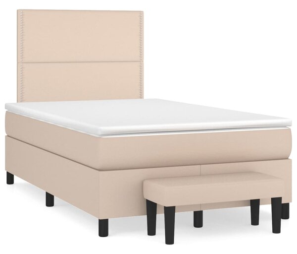 VidaXL Κρεβάτι Boxspring με Στρώμα Καπουτσίνο 120x200εκ.από Συνθ.Δέρμα