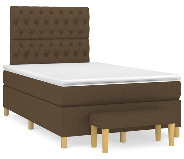 VidaXL Κρεβάτι Boxspring με Στρώμα Σκούρο Καφέ 120x200 εκ. Υφασμάτινο