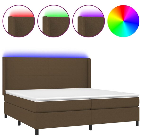 VidaXL Κρεβάτι Boxspring με Στρώμα & LED Σκ.Καφέ 200x200εκ. Υφασμάτινο