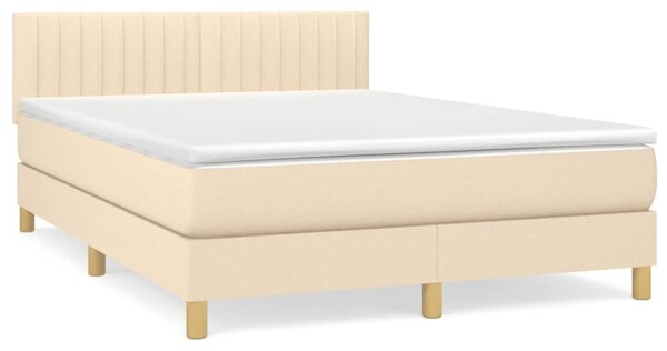 VidaXL Κρεβάτι Boxspring με Στρώμα Κρεμ 140x200 εκ. Υφασμάτινο