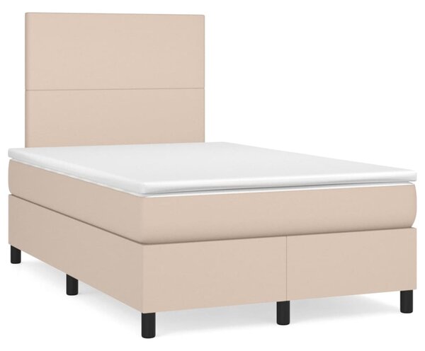 VidaXL Κρεβάτι Boxspring με Στρώμα Καπουτσίνο 120x200εκ.από Συνθ.Δέρμα