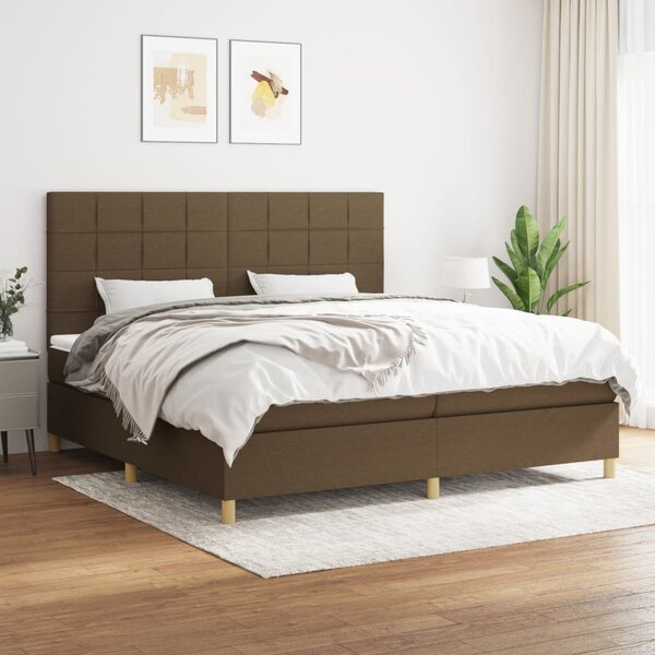 VidaXL Κρεβάτι Boxspring με Στρώμα Σκούρο Καφέ 200x200 εκ. Υφασμάτινο