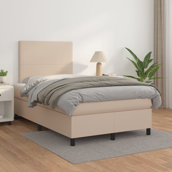 VidaXL Κρεβάτι Boxspring με Στρώμα Καπουτσίνο 120x200εκ.από Συνθ.Δέρμα