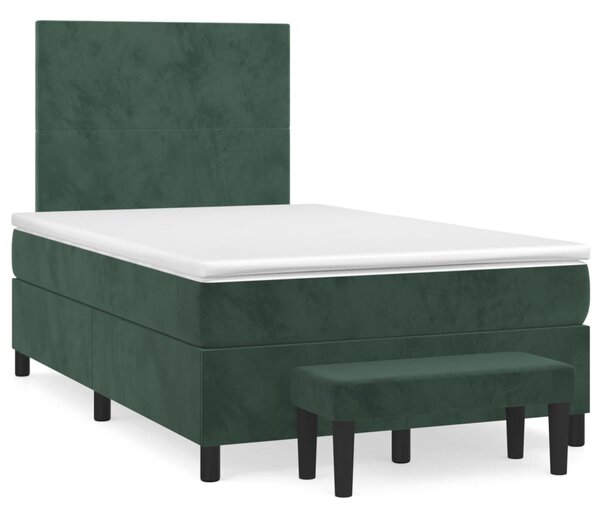 VidaXL Κρεβάτι Boxspring με Στρώμα Σκούρο Πράσινο 120x200εκ. Βελούδινο