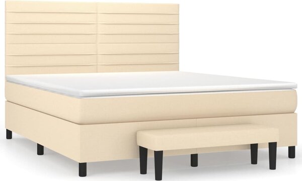 VidaXL Κρεβάτι Boxspring με Στρώμα Κρεμ 160x200 εκ. Υφασμάτινο