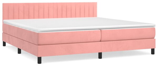 VidaXL Κρεβάτι Boxspring με Στρώμα Ροζ 200x200 εκ. Βελούδινο