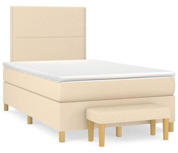 VidaXL Κρεβάτι Boxspring με Στρώμα Κρεμ 120x200 εκ. Υφασμάτινο